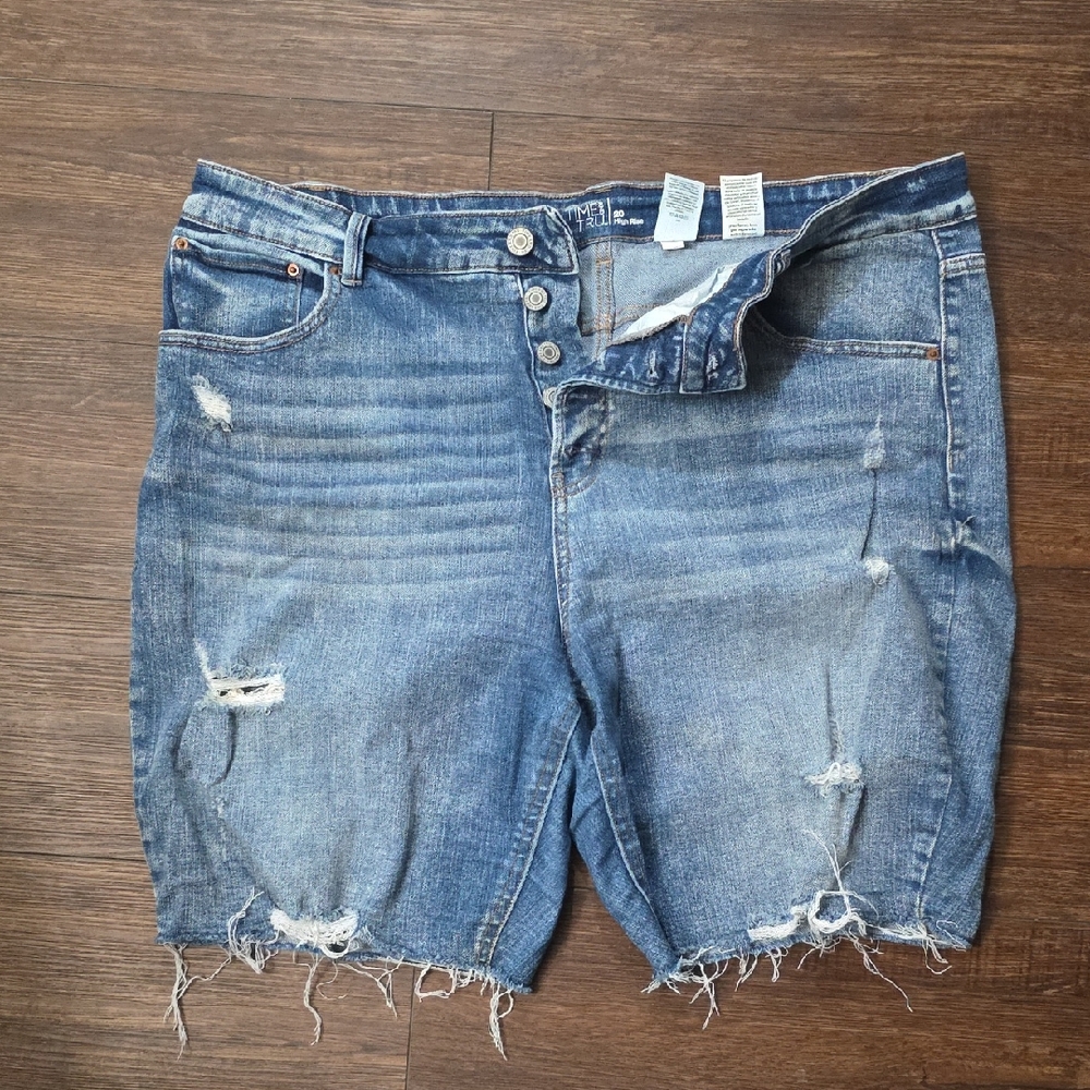 Time and Tru Blue Distressed Jean Shorts